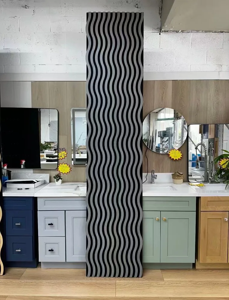 Grey Wave Pattern Acoustic Wall Panels: Sleek Modern Design Meets Function photo 1