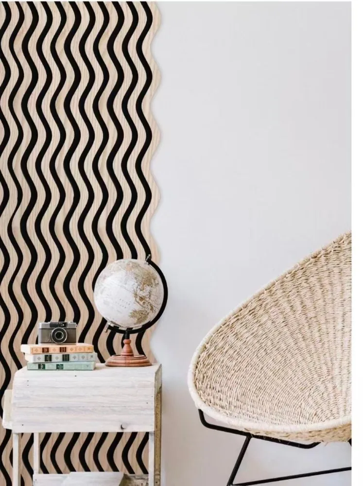 Light Oak Wave Pattern Acoustic Wall Panels: Organic Modern Style Meets Function photo 1