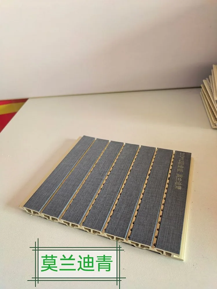 Акустическая панель WPC 210×12 мм, перфорированная, бирюзовая льняная текстура Morandi — фото 1