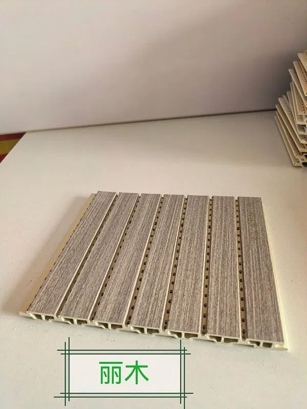 Tấm Hấp Thụ Âm WPC Lỗ Tròn Vân Gỗ Cổ Điển Màu Xám Limu 210mm×12mm