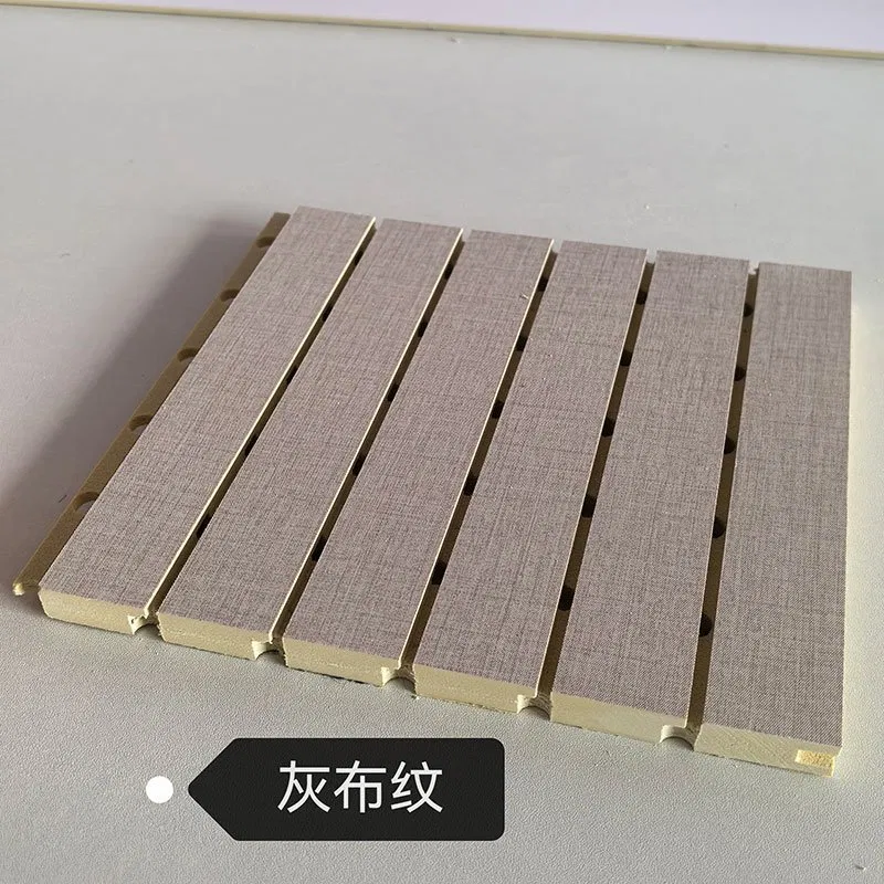 Tấm Hấp Thụ Âm WPC Dày Đặc Màu Xám Nhám Vân Vải Linen Khoan Lỗ 210mm×12mm