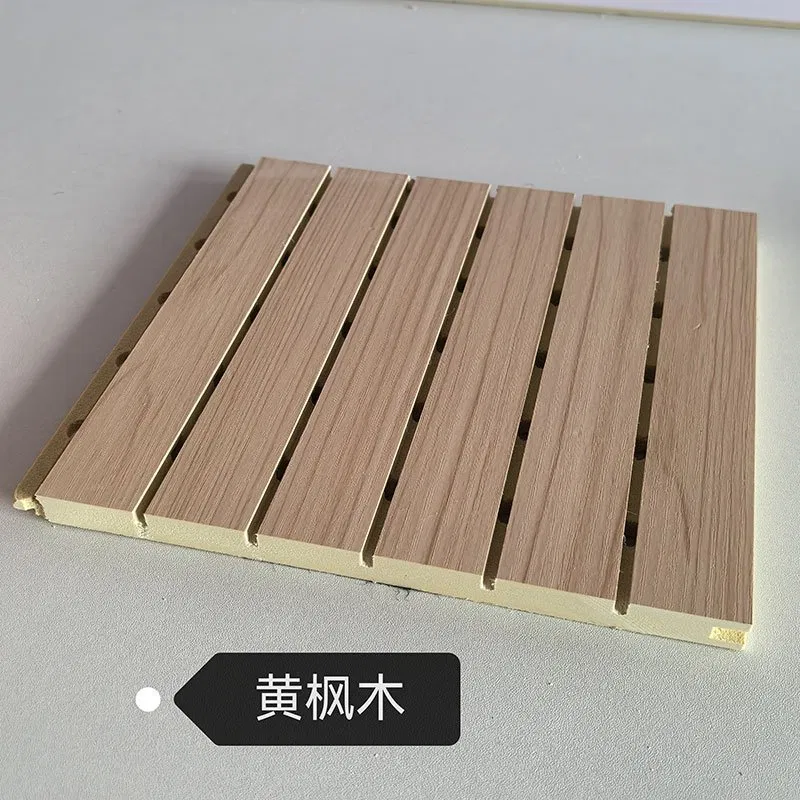 Tấm Hấp Thụ Âm WPC Dày Đặc Vân Thẳng Gỗ Phong Màu Vàng Ấm Khoan Lỗ 210mm×12mm