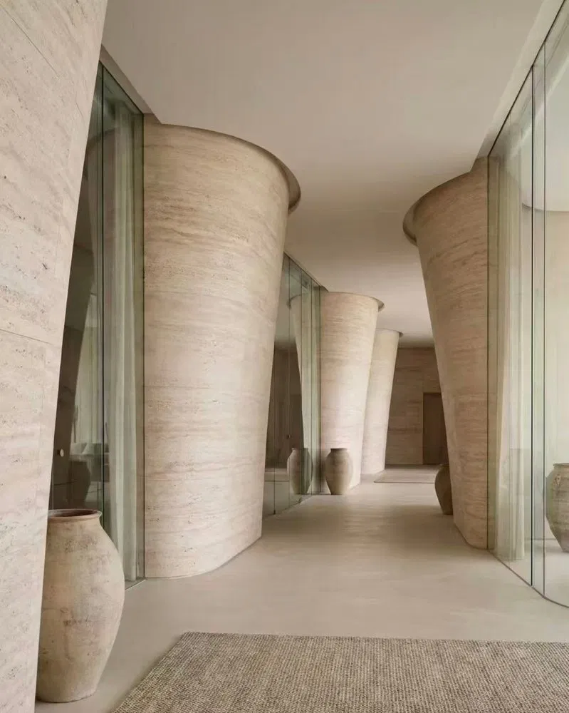Flexible Beige Travertine Soft Ceramic Panels – Natural Stone Cladding for Curved Walls photo 3