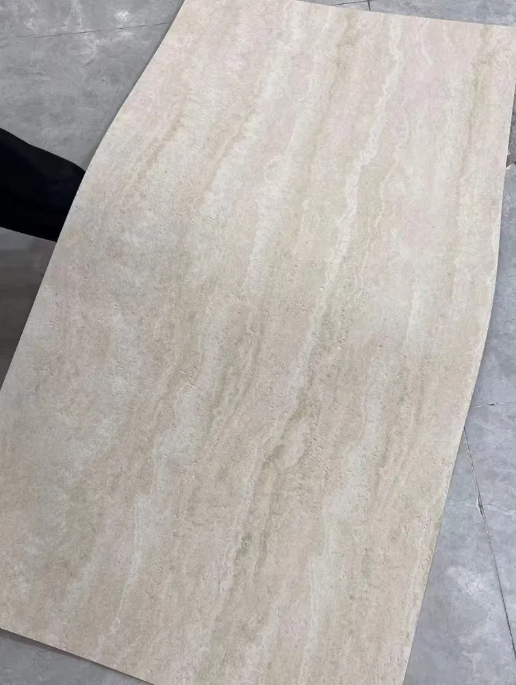Flexible Beige Travertine Soft Ceramic Panels – Natural Stone Cladding for Curved Walls photo 4