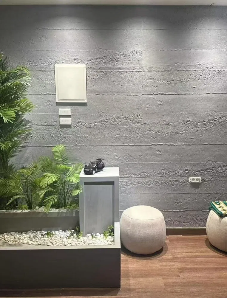 Flexible Grey Wood-Grain Soft Ceramic Panels – Concrete-Inspired Rustic Cladding photo 1