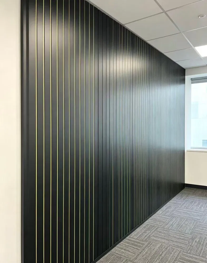 Black and gold linear PVC wall panels/PVC ceiling panels – modern recessed feature wall cladding photo 2
