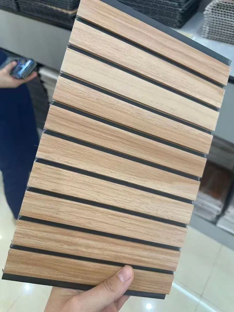 Multi Narrow Vertical Groove Black Strip Light Wood Grain Dual-Purpose PVC Panel (Wall & Ceiling) photo 1