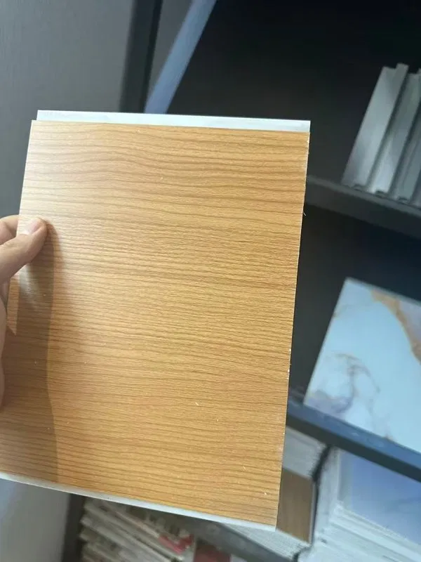 dual purpose pvc panel ceiling wall,horizontal double groove wood grain interloc