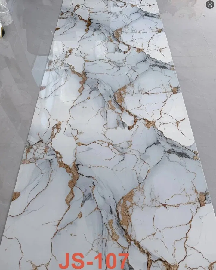 JS-107 White Marble Irregular Interwoven Golden & Smoky Grey Vein Self-Adhesive Wall Sticker | Shandong Ding’en Wood Products Co.,Ltd, Sizes:30×60/60×60/60×300/120×300cm, Thickness 2.5mm/2.8mm/3mm Customizable photo 1