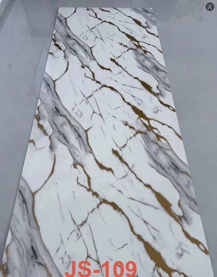 JS-109 White Marble Pattern Irregular Thick Brown-Gold and Smoky Gray Textured PVC Wall Sticker | Shandong Ding’en Wood Products Co., Ltd. Available sizes: 30×60/60×60/60×300/120×300 cm photo 1