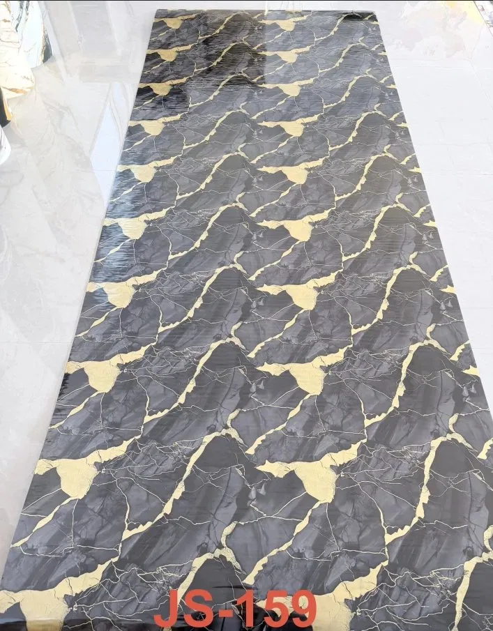 JS-159 Pure Black Thick Irregular Gold Pattern PVC Marble Wall Sticker | Shandong Ding’en Wood Products Co., Ltd. Available sizes: 30×60/60×60/60×300/120×300 cm photo 1