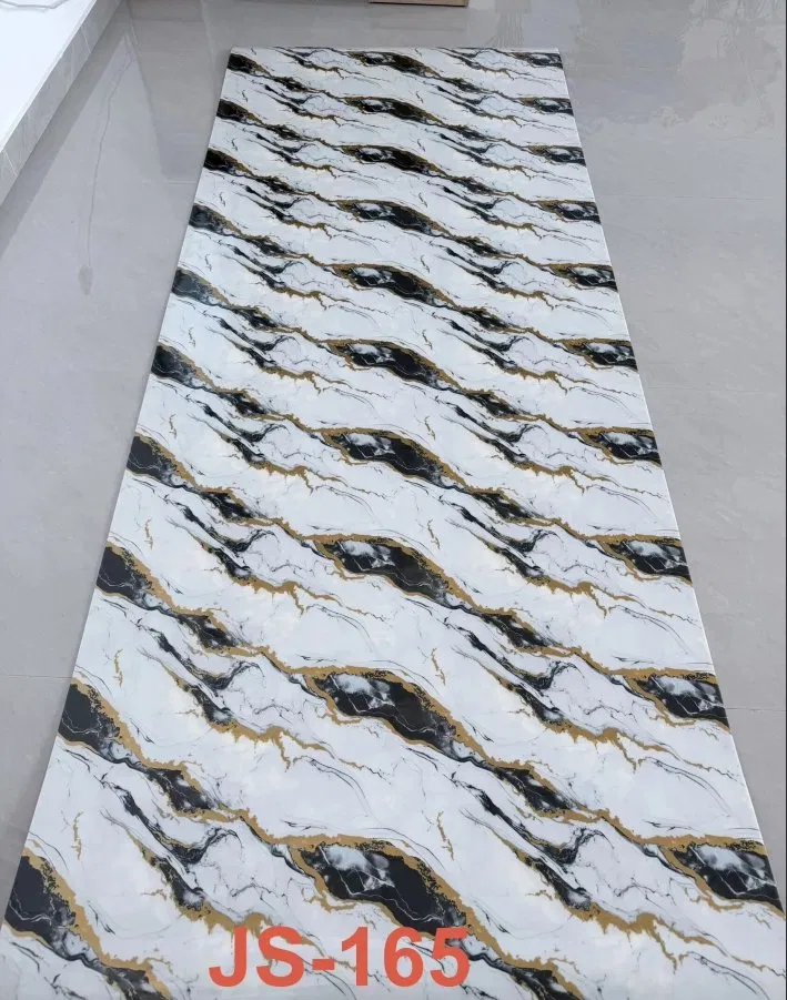 JS-165 Horizontal Wave Black and Gold Marble Pattern PVC Wall Sticker | Shandong Ding’en Wood Products Co., Ltd., Available Sizes: 30×60/60×60/60×300/120×300 cm photo 1
