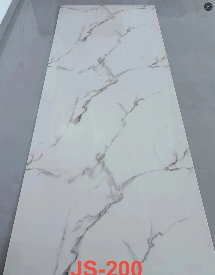 JS-200 White Base Natural Gray Cracked PVC Marble Wall Sticker | Shandong Ding’en Wood Products Co., Ltd. Available sizes: 30×60/60×60/60×300/120×300 cm photo 1