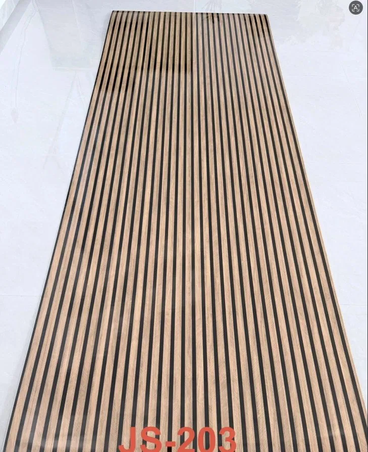 JS-203 Vertical Wood Grain Black Striped PVC Wall Sticker | Shandong Ding’en Wood Products Co., Ltd., Available Sizes: 30×60/60×60/60×300/120×300 cm photo 1