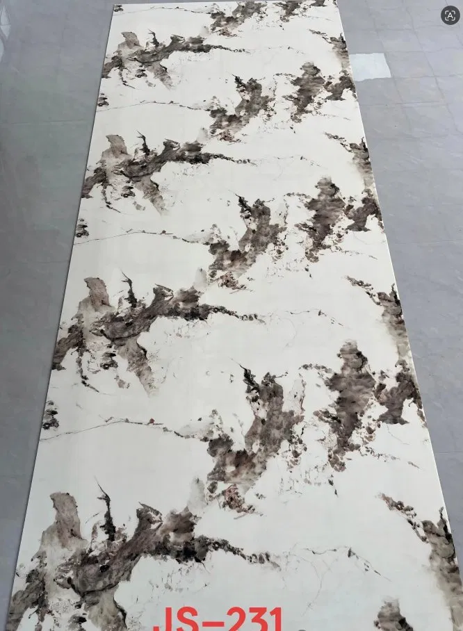 JS-231 Chinese Ink Painting Brown Striped PVC Marble Pattern Wall Sticker | Shandong Ding’en Wood Products Co., Ltd., Available Sizes: 30×60/60×60/60×300/120×300 cm photo 1
