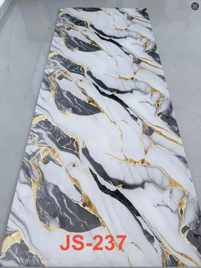 JS-237 White, Black, Gray, Blocky Gold Textured PVC Marble Wall Sticker | Shandong Ding’en Wood Products Co., Ltd., Size: 30×60/60×60/60×300/120×300 cm photo 1