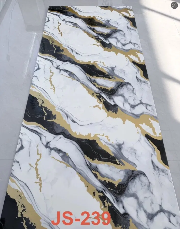 JS-239 Black, White and Gold Pattern UV Marble Pattern PVC Wall Sticker, Waterproof Marble Wall Decorative Tile, Sizes: 30×60/60×60/60×300/120×300cm photo 1