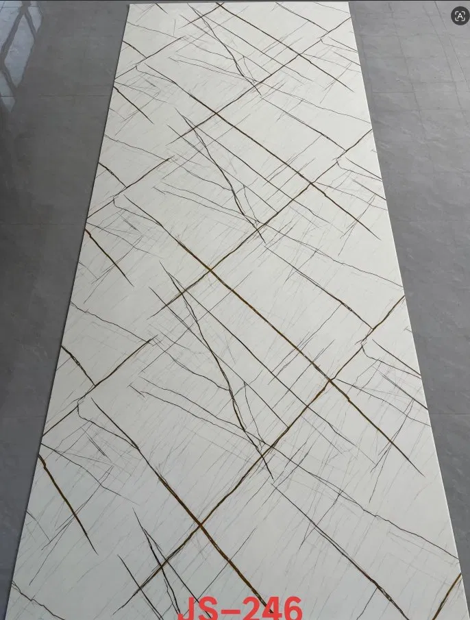JS-246 White Marble Pattern Thin Gold Crack PVC Wall Sticker, Waterproof and UV-resistant Decorative Wall Panel, Produced by Shandong Ding’en Wood Products Co., Ltd. | Dimensions: 30×60/60×60/60×300/120×300 cm photo 1