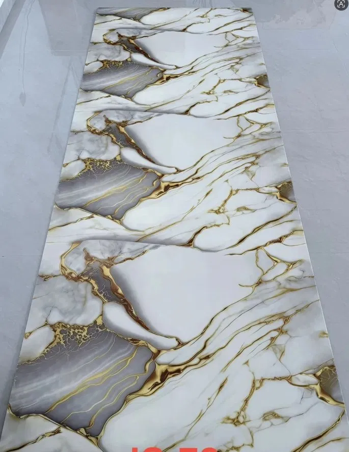 JS-72 White Marble Irregular Grey Cloud Patch & Glossy Golden Wavy Vein Self-Adhesive Wall Sticker | Shandong Ding’en Wood Products Co.,Ltd, Sizes:30×60/60×60/60×300/120×300cm, Thickness 2.5mm/2.8mm/3mm Customizable photo 1