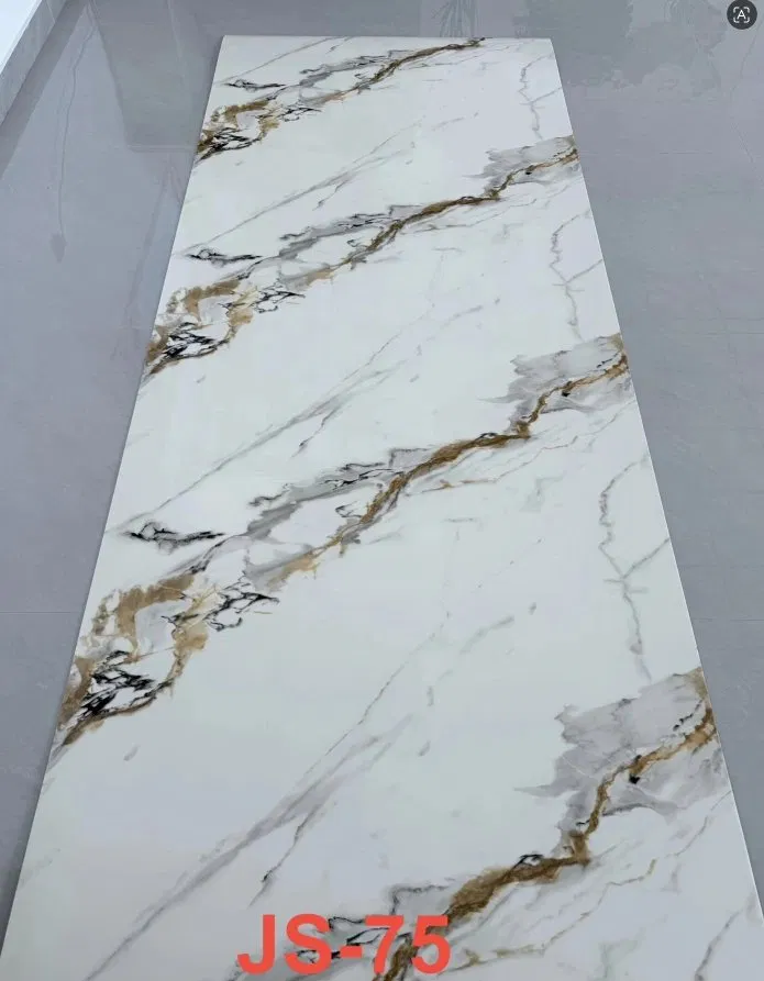 JS-75 Pure White Background Irregular Slanting Black & Amber Gold Blended Vein Self-Adhesive Marble Wall Sticker | Shandong Ding’en Wood Products Co.,Ltd, Sizes:30×60/60×60/60×300/120×300cm, Thickness 2.5mm/2.8mm/3mm Customizable photo 1