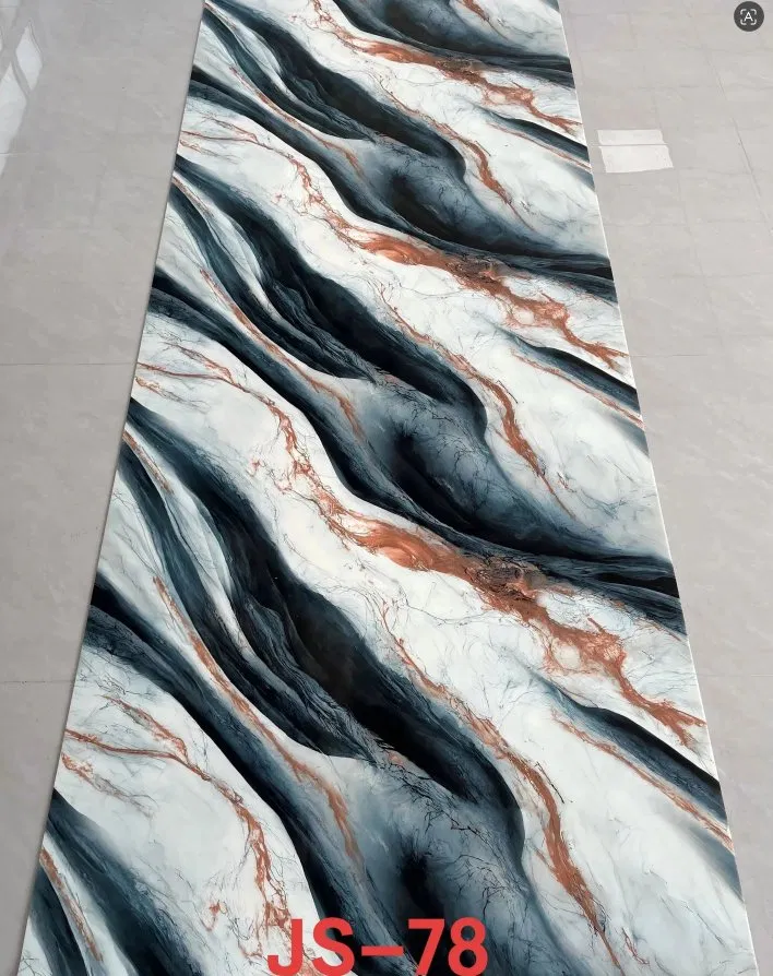 JS-78 White Background Irregular Dark Blue-Black Wavy & Copper Red Vein Self-Adhesive Marble Wall Sticker | Shandong Ding’en Wood Products Co.,Ltd, Sizes:30×60/60×60/60×300/120×300cm, Thickness 2.5mm/2.8mm/3mm Customizable photo 1