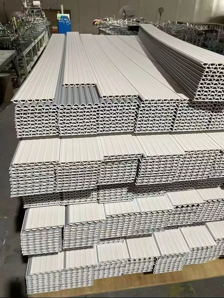Semi-circular grooved PVC wall panels – modern grooved strip cladding photo 1