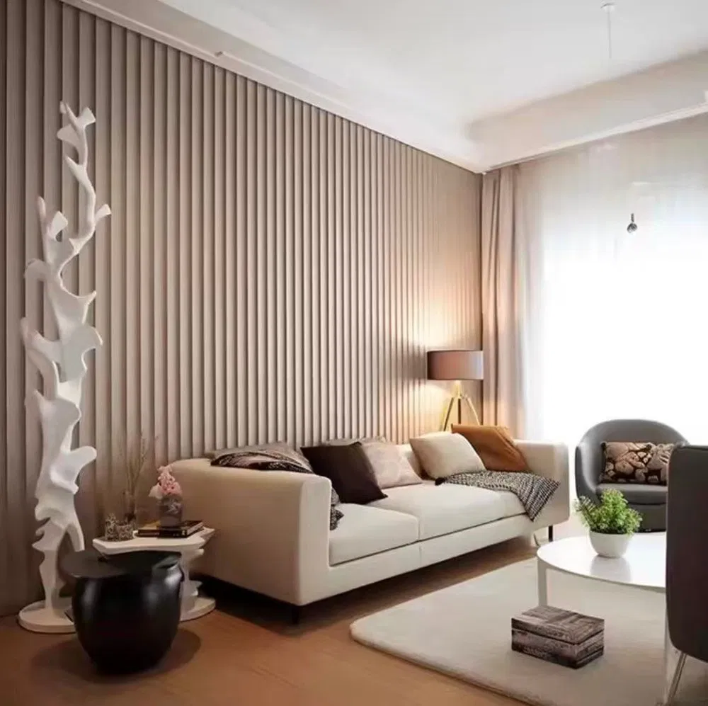 Semi-circular grooved PVC wall panels – modern grooved strip cladding photo 4