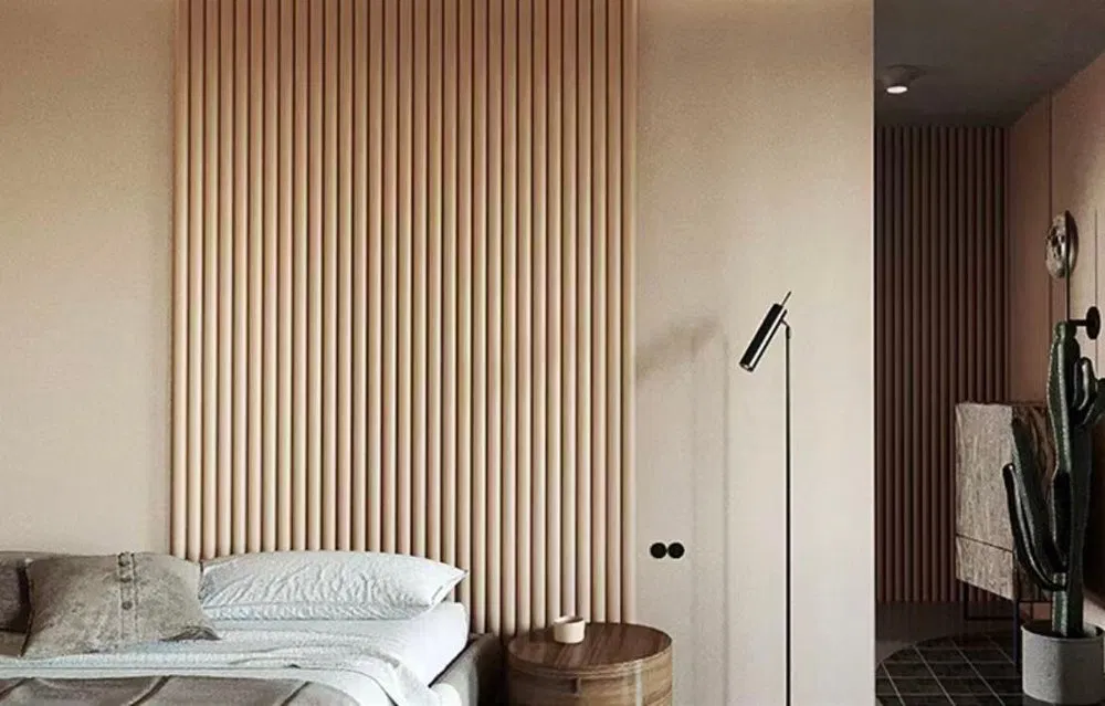 Semi-circular grooved PVC wall panels – modern grooved strip cladding photo 5