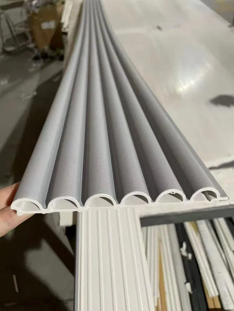 Semi-circular grooved PVC wall panels – modern grooved strip cladding photo 6