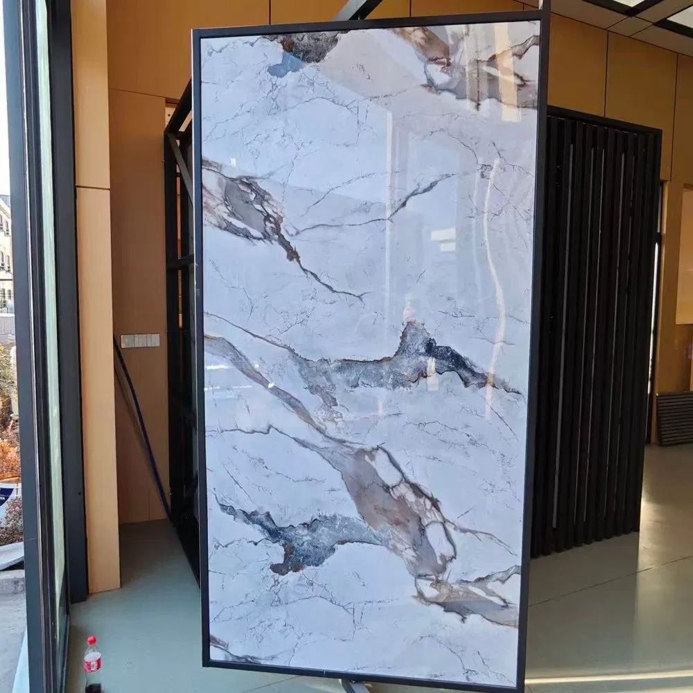 Calacatta Blue & Grey Vein Marble-Effect Wall Panels – High-Gloss Luxury Cladding photo 1