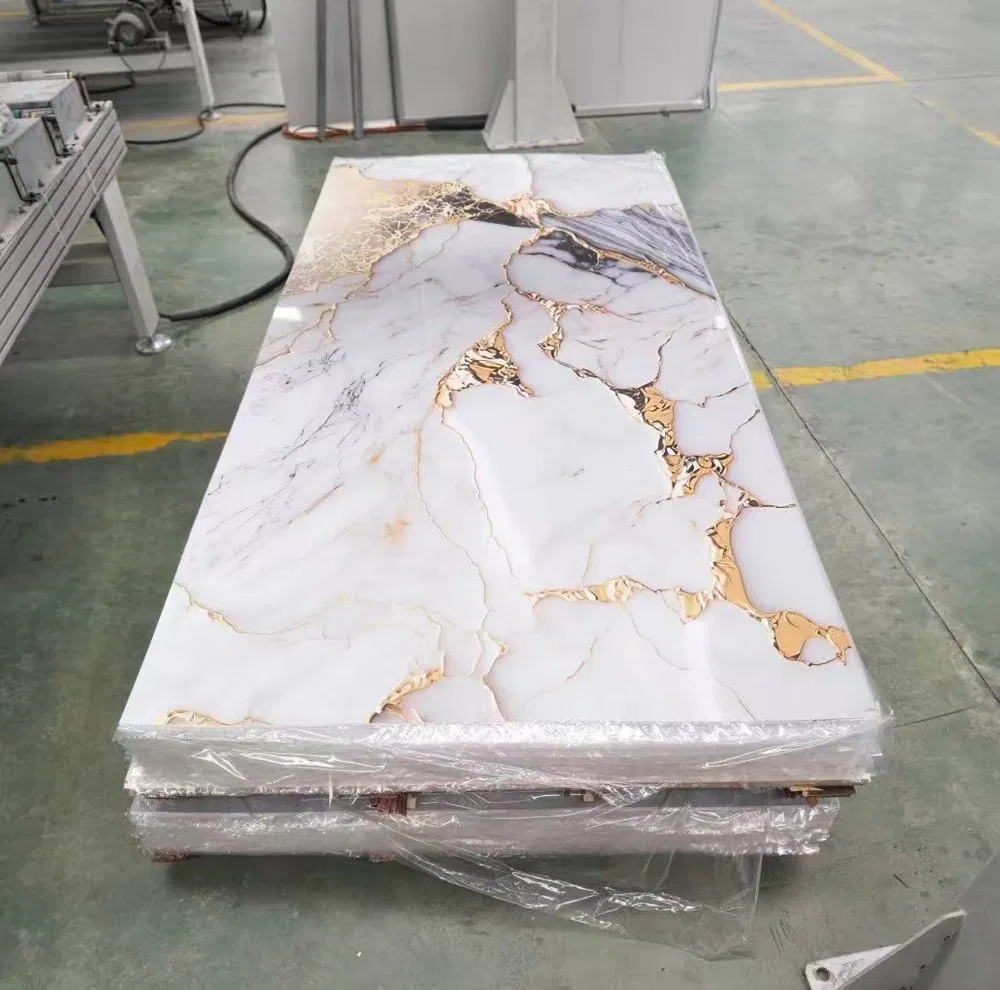Gold-Vein Marble-Effect WPC/SPC Wall Panels – Luxury Glossy TV Background Cladding photo 1