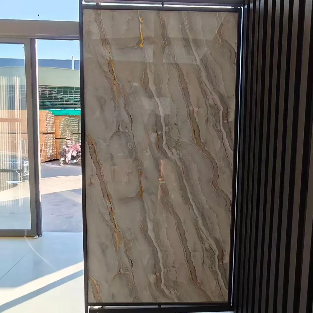 Light Grey & Gold Vein Marble-Effect Wall Panels – High-Gloss Neutral Luxury Cladding photo 1