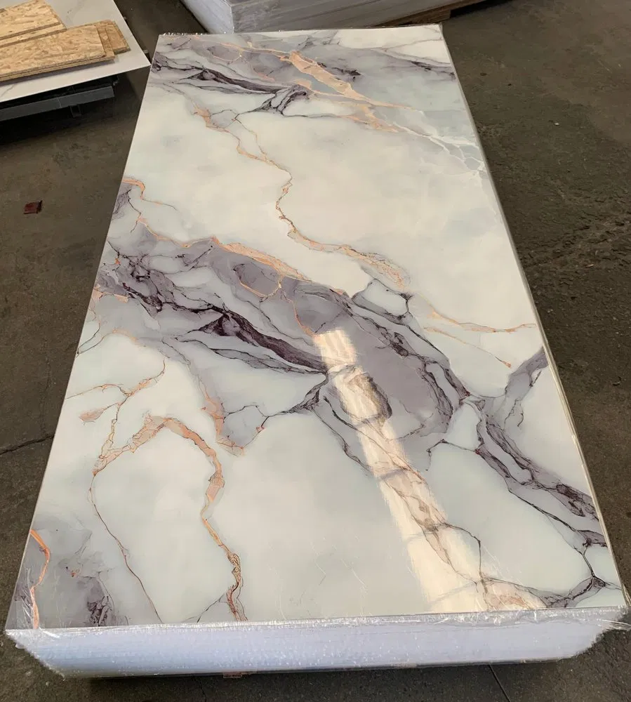 PVC Waterproof High Gloss PVC Marble Sheet 3D Wall Panel photo 4
