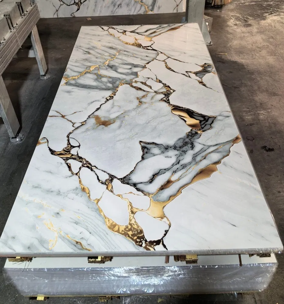 PVC Waterproof High Gloss PVC Marble Sheet 3D Wall Panel photo 5