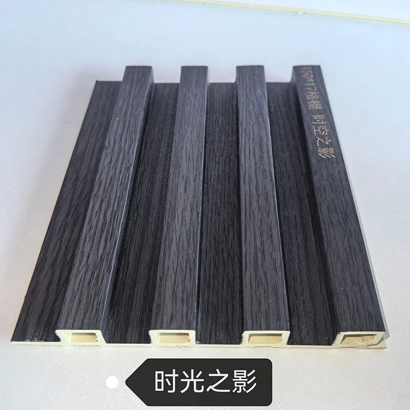 150×17mm Dark Vintage Black Wood Grain WPC Fluted Wall Grille, Matte Grooved Slat Panel for Industrial & Retro Interior Wall Decoration photo 1