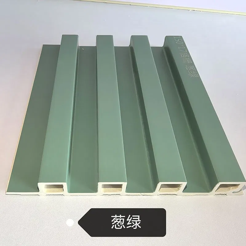 150×17mm Soft Scallion Green Matte WPC Fluted Wall Grille, Solid Grooved Slat Panel for Fresh Style Interior & Commercial Decoration photo 1