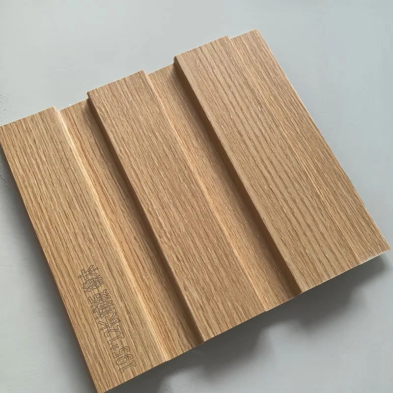 Light Natural Oak Vertical Wood Grain Indoor WPC Grooved Wall Grille | Shandong Ding’en Wood Products Co.,Ltd, Size:195×12mm, Custom Cut Length:2.44m/2.8m/2.9m Available photo 1