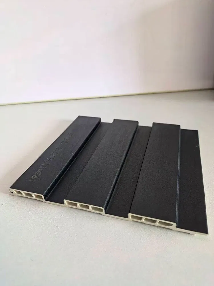Matte Solid Black Hollow Core Indoor WPC Grooved Wall Grille | Shandong Ding’en Wood Products Co.,Ltd, Size:195×12mm, Custom Cut Length:2.44m/2.8m/2.9m Available photo 1