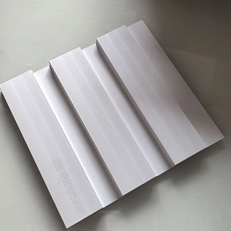 Pure White Matte Solid Indoor WPC Grooved Great Wall Grille | Shandong Ding’en Wood Products Co.,Ltd, Size:195×12mm, Custom Cut Length:2.44m/2.8m/2.9m Available photo 1