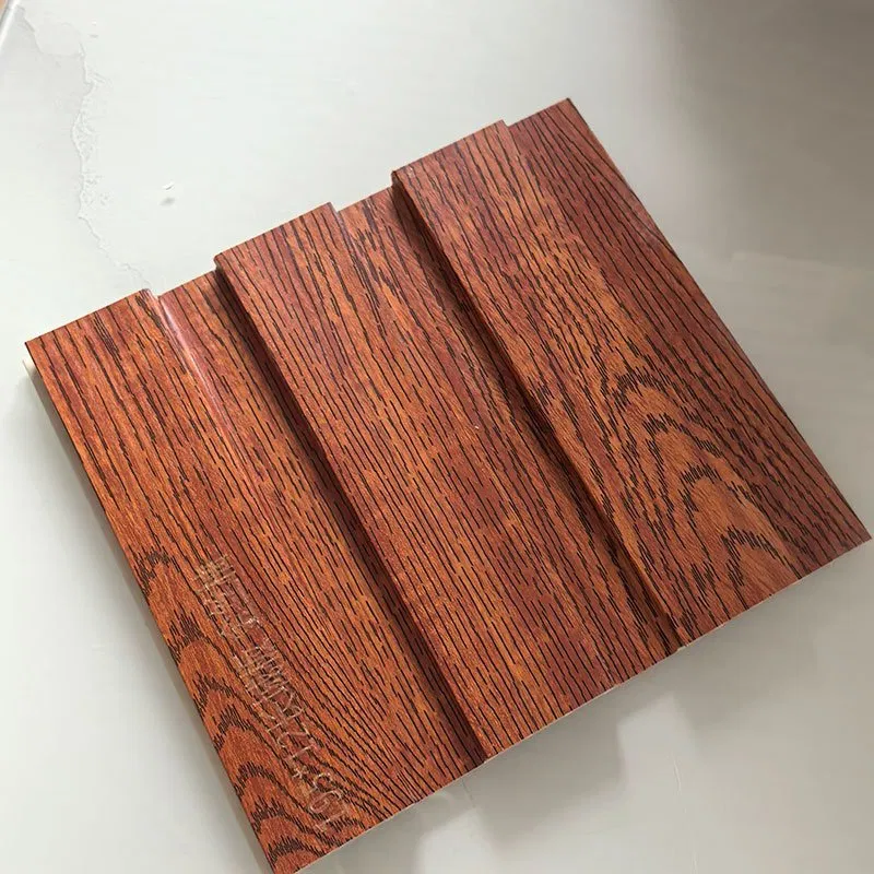 Red Oak Texture Indoor WPC Grooved Wall Grille | Shandong Ding’en Wood Products Co.,Ltd, Size:195×12mm, Custom Cut Length:2.44m/2.8m/2.9m Available photo 1