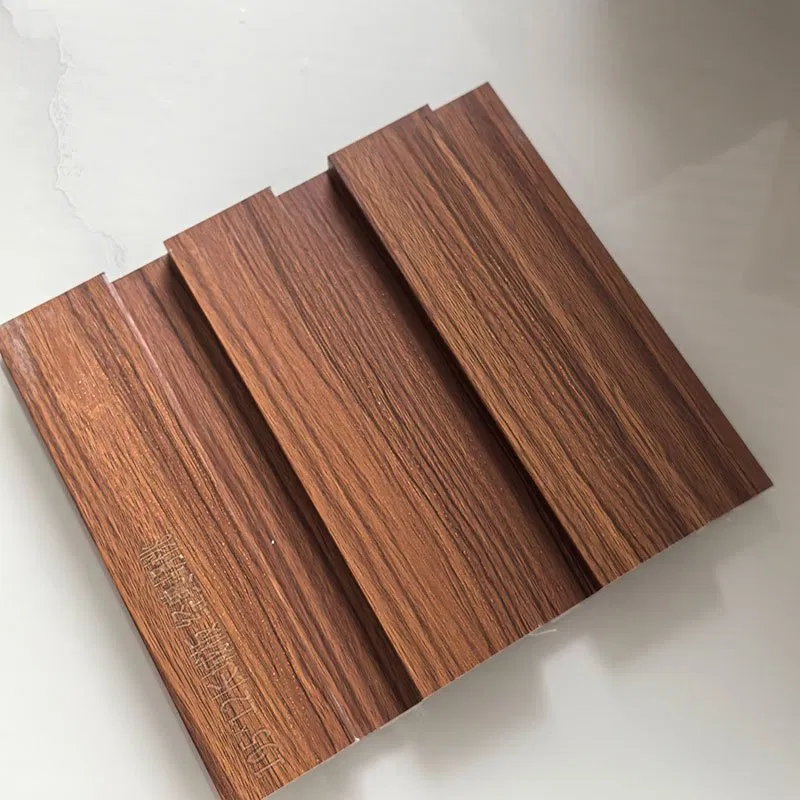 Teak Texture Indoor WPC Grooved Wall Grille | Shandong Ding’en Wood Products Co.,Ltd, Size:195×12mm, Custom Cut Length:2.44m/2.8m/2.9m Available photo 1
