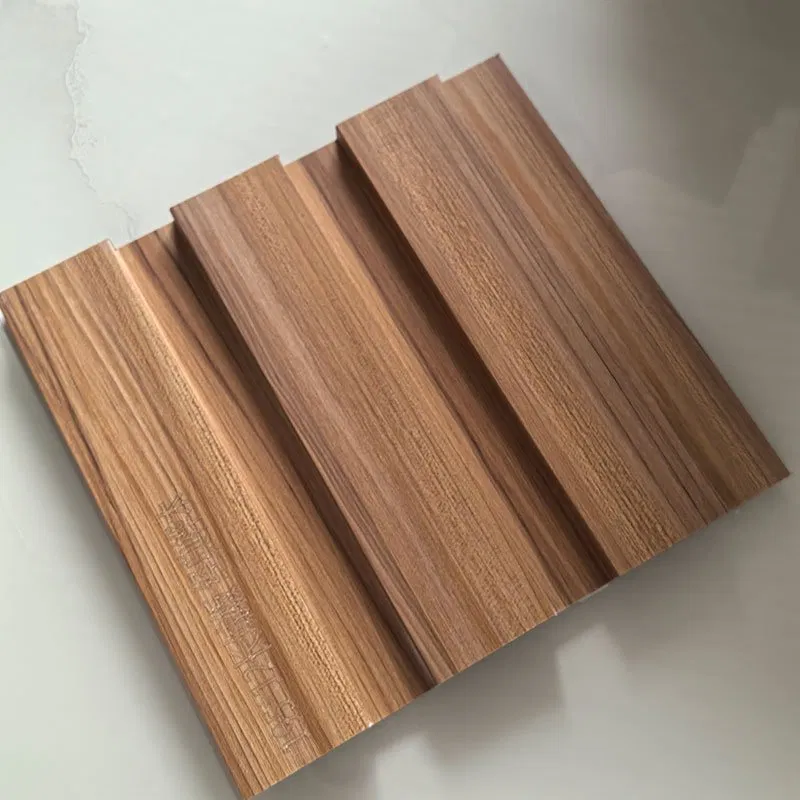 Walnut Texture Indoor WPC Grooved Wall Grille | Shandong Ding’en Wood Products Co.,Ltd, Size:195×12mm, Custom Cut Length:2.44m/2.8m/2.9m Available photo 1